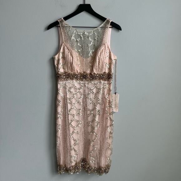 NEW Sue Wong Nocturne Gatsby Beaded Sleeveless Cocktail Mini Dress Size 8 - Picture 2 of 15